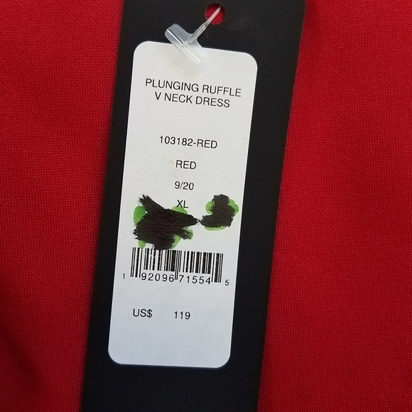 BEBE Plunging Ruffle V Neck Bodycon Dress - Picture 10 of 14